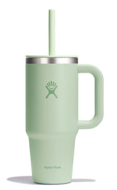 Hydro Flask Travel Tumbler Aloe Green with handle for easy on-the-go hydration.