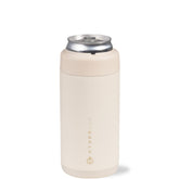 HydroJug Slim Can Cooler Cream, side view, keeps 12 oz cans cold with condensation-free grip.
