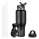 HYDROWION 40oz bottle front view shows slim, cup-holder friendly silhouette