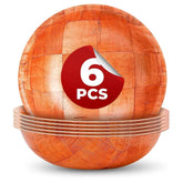 HYQO 6-pack wooden salad bowls stack neatly for easy storage and stylish serving.