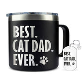Hyturtle cat dad mug close-up showing durable vacuum insulation for beverages on the go