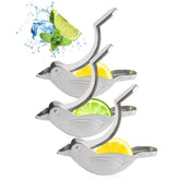 HyzaPhix bird shape lemon juicer in stainless steel, easy to clean and durable.