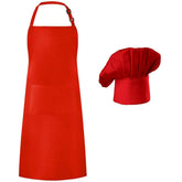 Hyzrz chef apron set in red for professional kitchen prep and comfort.