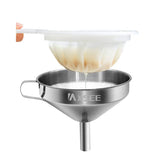 IAXSEE 5-inch stainless steel funnel for spill-free pouring and precise transfers.