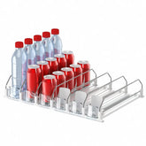 IBORING Drink Organizer in fridge assembly view, easy setup for clutter-free beverage storage.