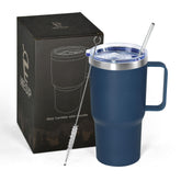 Icesip 20 oz tumbler with navy blue handle for easy on-the-go sipping