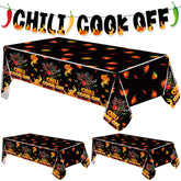 Iceyyyy chili cook-off tablecloth 108x54 keeps surfaces clean during festive meals.