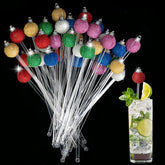 Iceyyyy Christmas glitter ball stirrer with white top for festive cocktails