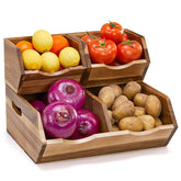 ICOHOT Acacia wood large pantry bin from the front showing organized storage.