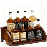 ICOHOT 2-tier wooden liquor display on a countertop showing organized bottle gallery.