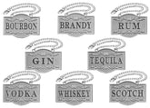 IcyPeak decanter tags silver set front view for organized home bar labeling.