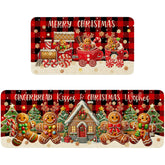 Ideasonna Christmas gingerbread kitchen mat large on floor, comfortable underfoot during holiday prep