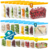 IDEATECH 24Pack freezer bags with leakproof zipper for secure liquid storage.