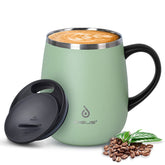 Ideus Avocado Green 16oz mug side view with ergonomic handle for everyday use.
