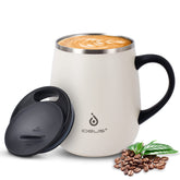 Ideus Snow Mountain White 16oz mug with handle and lid for hot coffee on the go.