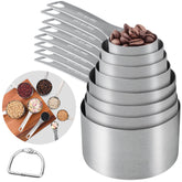 IFFMYJB eight-piece stainless steel measuring cups set for precise dry and liquid measurements