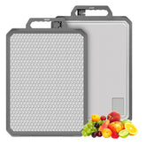 IGOYE cutting board dual-side top view highlights titanium and wheat straw surfaces for versatile prep.