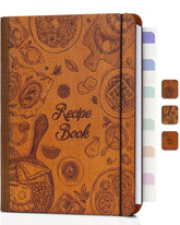 Ikedas Woodcover blank recipe book cover shows sturdy, heirloom-ready design for cherished family recipes