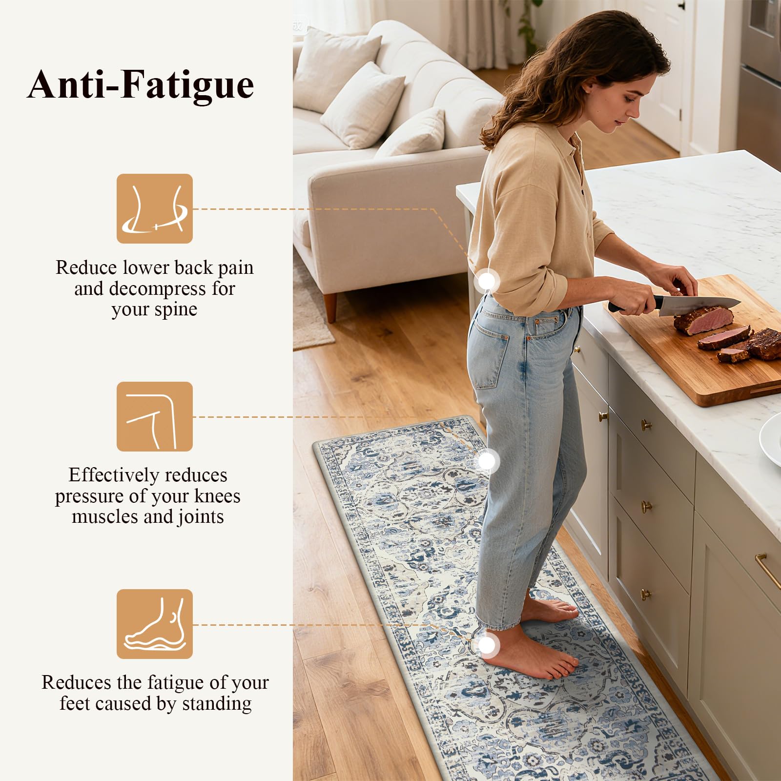 Ileading waterproof kitchen floor mat resists spills and cleans easily around sinks and counters.