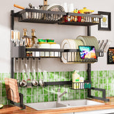 ilvvan over-sink drying rack with extendable length keeps countertops clear