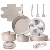 Chef Power Juego de Ollas y Sartenes Cerámicas 19 Piezas con Mango Desmontable – Apto Inducción, Lavavajillas y Horno