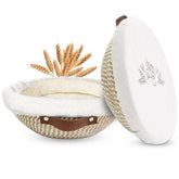 Nikkar Banneton Bread Proofing Basket Set of 2, 9 Inch & 10 Inch Round Cotton Rope Sourdough Bread Baking Supplies Proofing Bowls with Liners & Covers Gifts for Bakers Women Wife Mom