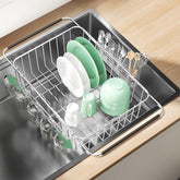 Fanbsy Dish Drying Rack in Sink, Extendable Stainless Steel Dish Drainers for Kitchen Counter, Anti-Rust Dish Dryer Rack with Utensil & Cup Holders, for Inside Sink, Over The Sink
