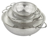 HÖLM Juego de 3 Coladores de Acero Inoxidable con Malla Microperforada (1, 2.5 y 4.5 cuartos)