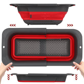 ROTTOGOON Colador Colgante Retráctil 7 Qt – Expandible para Fregadero, Silicona Apta para Alimentos, 15 a 19.9 pulgadas, Rojo