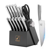 imarku knife block set block: sturdy wooden storage keeps blades organized and protected.