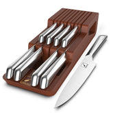 imarku 10-piece knife set in block on counter for easy access