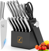 Imarku 14-piece knife set in block for organized storage and safe keeping.