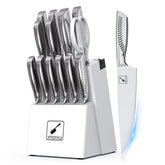 imarku knife set 15-piece block with built-in sharpener shown for precision prep