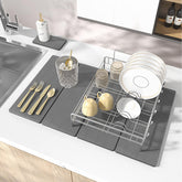 ImgRose large stone drying mat absorbs water rapidly for plates and pots.