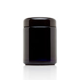 Infinity Jars 250 ml tall black jar closeup showing UV glass protection for spices