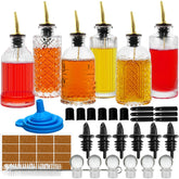 INFTYLE coffee syrup bottle set with 7oz capacity for organized syrups.