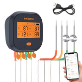 Inkbird IBBQ-4T WiFi meat thermometer shown for wireless grilling.