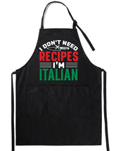 InnoBeta Italian apron front view with pockets and bold print.