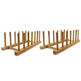 INNERNEED bamboo dish rack side view shows compact, space-saving design for small kitchens.