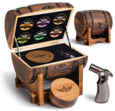 INSISART Whiskey Smoker Kit with charred barrel for an elegant home bar display.