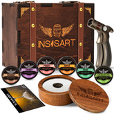 INSISART Whiskey Smoker Kit with Torch in wooden box ready for gifting and home bar use.