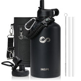 INSPI bottle 64oz with paracord handle and compass for trekking