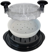 IntraValue chicken breast shredder twist top view with vented lid for visibility