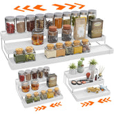 INVOCOO Expandable Spice Rack with extendable design for flexible kitchen storage.