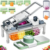 IPOVIPO stainless steel vegetable chopper with eight blades for fast prep