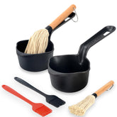 IPROUDER cast iron sauce pan with BBQ mop slot for steady grilling sauces