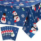 Irenare snowman tablecloth blue 54x108 protects surfaces at Christmas meals