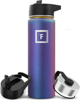 IRON °FLASK Aurora 22 oz bottle with straw lid keeps drinks cold on hikes.