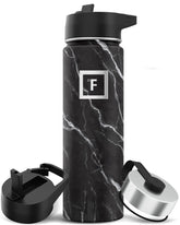 IRON °FLASK camping bottle with straw lid for easy outdoor hydration on trails.