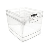 Isaac Jacobs extra-large clear bin front view for pantry organization and quick visibility.
